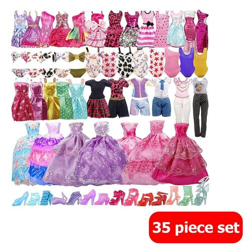 Mini Maillot De Bain De Poupée 35 Pièces/Ensemble, Robes De Mariée, Tenue Sac À Main, Jouet Bricolage Maison De Poupée, Cadeau D'anniversaire De Noël Pour Enfants Aléatoire