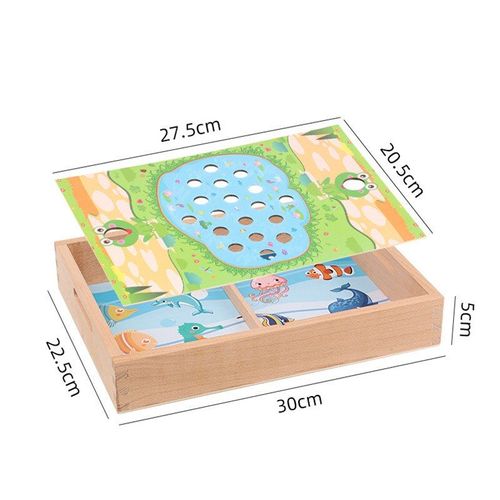 Grenouille En Bois Pour Enfants 4 En 1, Manger Des Haricots, Multifonctionnel, Parent-Enfant, Bureau Interactif, Labyrinthe, Jeu De Perles À Clip