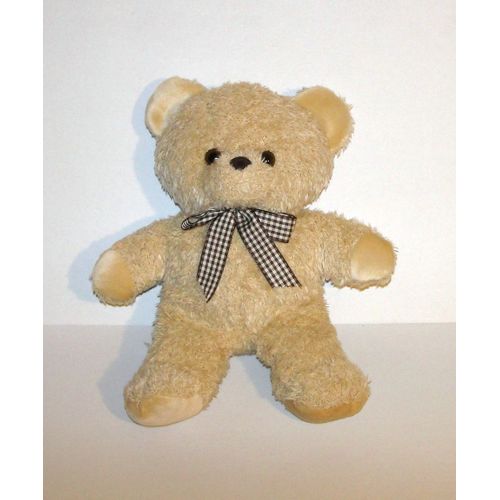 Ours Marron Clair Nounours Peluche Ours Beige Noeud Papillon Vichy 39 Cm