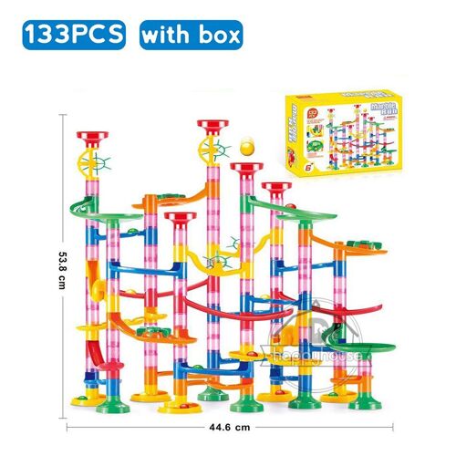 Blocs De Construction De Piste De Course De Marbre Pour Enfants, Jouet En Rouleau De Boule Labyrinthe 3d, Ensemble De Sous-Verres De Course De Marbre, 80/105/109/133 Pièces, Cadeau De Noël