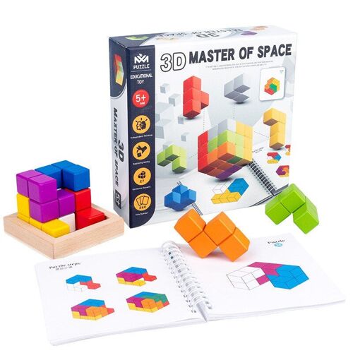 Cube En Bois 3d, Espace De Pensée Logique, Blocs De Construction D'Entraînement, Jeu De Société Parent-Enfant Montessori, Aides Pédagogiques, Jouet Cadeau