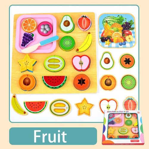 Simulation De Fruits Et Légumes, Puzzle Alimentaire, Jeu De Cuisine Pour Enfants, Jouets Éducatifs Montessori En Bois Pour Filles