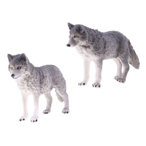 Figurines D'animaux De Simulation De Loup Sauvage, 2 Pièces, Jouet Éducatif Pour Enfants, Cadeau