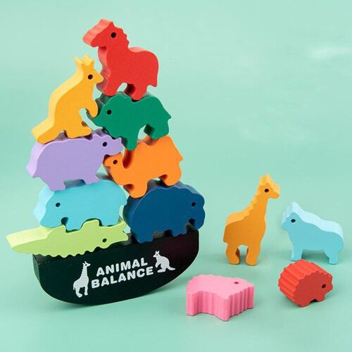 Jouets À Empiler Dinosaures Blocs En Bois, Jeu D'Équilibre Pour Les Tout-Petits, Jeu De Table, Jouets Précoces, Cadeau Pour Bébé