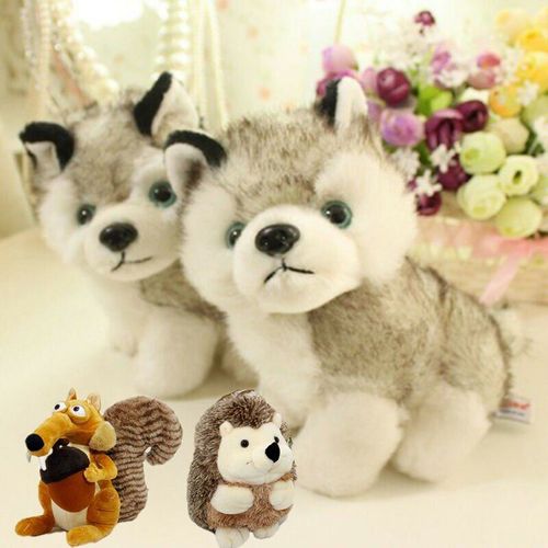 Peluche Chien Husky 18cm, Écureuil Hérisson, Jouet Kawaii De Simulation Chien Husky, Cadeau D'Anniversaire Pour Bébés Et Enfants