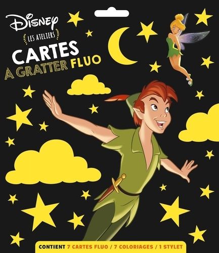 Cartes À Gratter Fluo Disney - Les Ateliers - Avec 7 Cartes Fluo, 7 Coloriages Et 1 Stylet