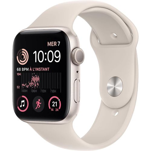Apple Watch Se 2 (Gps) - Boîtier 44 Mm Aluminium Droit Avec Bracelet Sport Crème