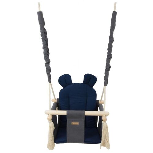Balançoire Bascule En Bois Coton Gris, Bleu Marine