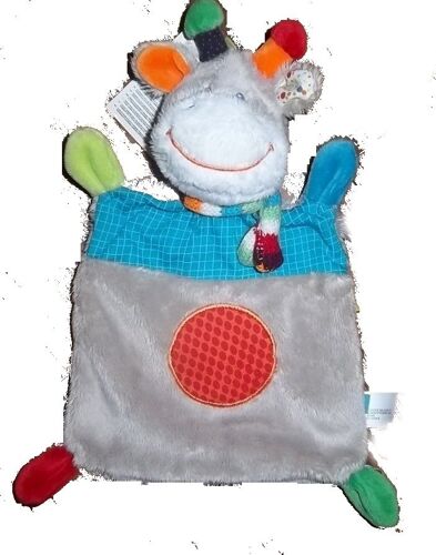 Doudou Vache Cow Kuh Girafe Nicotoy Grise Gris Rond Cercle Orange Plat Echarpe Multicolore Nicotoy C&a Baby Club