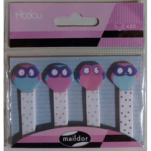 Maildor Modou Marker - Marque Page Adhésifs Et Repositionnables - Chouette Hibou