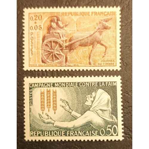 Timbre France Neuf 1963 , Y&t N° 1378 , 1379 , Non Oblitéré , Très Bon État.