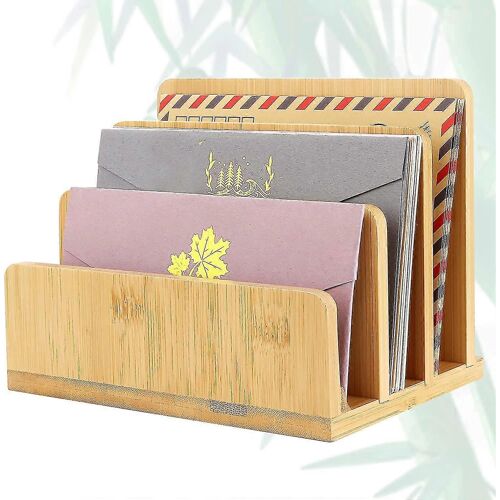 Trieuses De Courrier De Comptoir D'organisateur De Courrier De Bureau, Porte-Courrier De Bureau En Bambou 3 Fentes, Porte-Papier De Dossier En Bois Pour Le Téléphone Portable De Dépôt D'enveloppes De