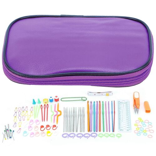 100 Pcs Crochet Crochets Set Diy 22 Crochet Set Avec Petits Accessoires Pour Amateurs De Tricot Débutantsviolet