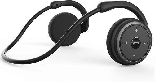 Petit casque Bluetooth Wrap Around Head - Casque sans fil de sport avec microphone intégré et son cristallin, pliable et transporté dans le pu