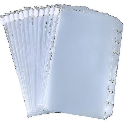 12pcs Binder Pockets A5 / A6 Taille 6 Trous Binder Zipper Dossiers Pour 6 Anneaux Notebook Binder Loose Leaf Bags, Imperméable Pvc Pouch Document Filing Bags