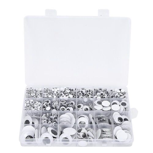 1 Boîte Auto-Adhésif Bricolage Jouets Yeux Mobiles Noir Et Blanc En Plastique Poupées Yeux 4-25mm