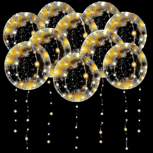 10 ballons LED Pack illuminent les ballons, ballons Bobo clairs de 20 pouces, ballons à hélium brillent dans les ballons sombres, ballons de fête blancs chauds