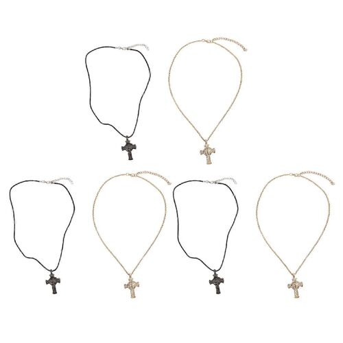 6 Pcs Crucifix Collier Alliage De Zinc Imperméable Homard Fermoir Colorfast Catholique Croix Collier Pour Hommes Femmes Décoration