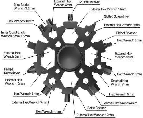 23 En 1 Multi Tool, Snowflake Man Idée Cadeau Avec Fonction Fidget Spinner, Homme Cadeau Anti-Stress Gadge