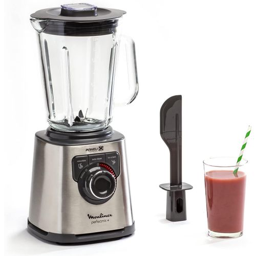 Moulinex Perfect Mix + Blender haute vitesse, 1200 W, Bol verre 2L, 3 programmes automatiques, Smoothie, Glace pilée, Nettoyage automatique LM811D10 [Commandes en anglais]