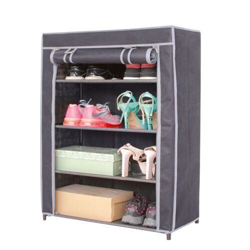 Meuble à chaussures en tissu Pendo - L. 60 x H. 90 cm - Gris