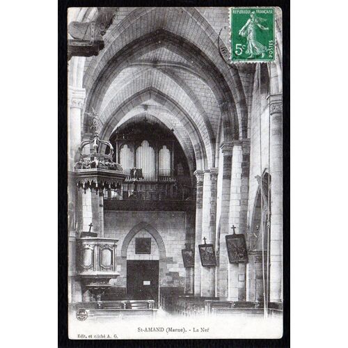Carte Postale Ancienne, France, Marne ( 51 ), Saint Amand, L'église, La Nef