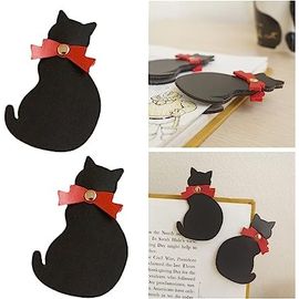 Marque-Pages En Cuir (2 Pièces) - Marque-Pages Chat Noir - Bibliothèques Étudiantes - Marque-Pages Créatifs Et Mignons En Peau De Chat, Cadeaux De Livres Faits À La Main, Cadeau Parfait Pour Les Rats
