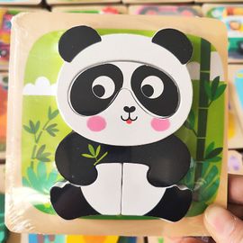 Puzzles 3d En Bois Pour Tout-Petits,Planches À Main,Jouets Tangram,Jouets Pour Bébés,Véhicule De Dessin,Animaux - Type Panda