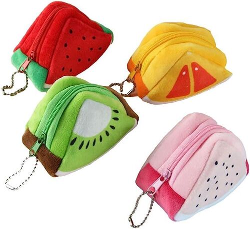 4 porte-monnaie de fruits en peluche et mignon porte-monnaie de poche fête le plus populaire parmi les femmes et les filles