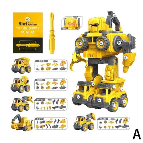 Jouet Léger À Déformation Automatique, Véhicule D'ingénierie, Camion De Pompiers, Musique Et Robot Assemblé Avec C9w7