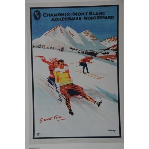 Affiche Chamonix Mont Blanc Ski