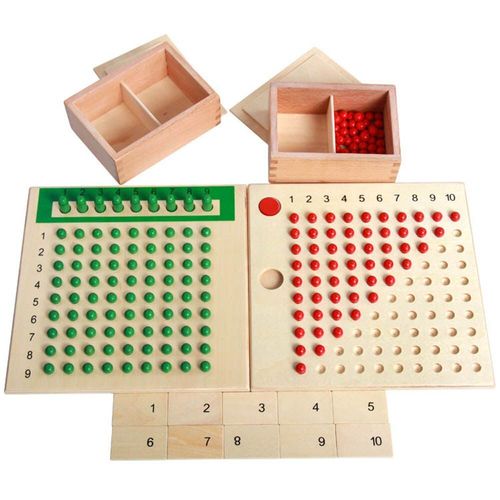 Planche De Perles En Bois Montessori, Jouets D'Enseignement Des Mathématiques, Multiplication Et Division, Cadeau De Noël Rouge Vert