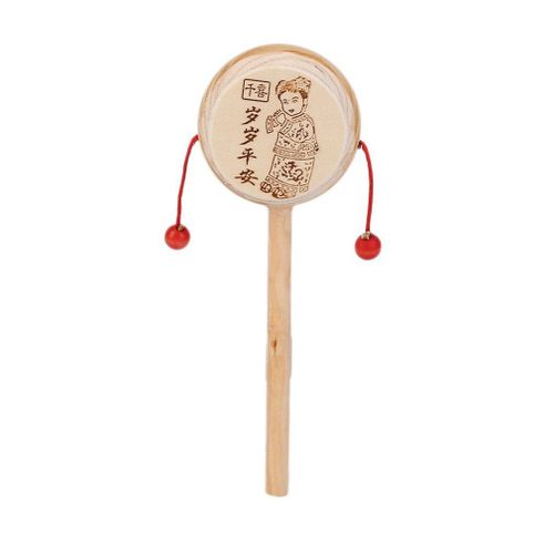 Chaud! Hochet En Bois Pour Enfants, Instrument De Tambour, Jouet Musical Style Chinois, Nouvelle Vente