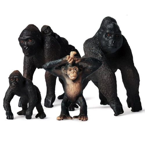 Figurines De Gorille, Chimpanzé, Animaux Sauvages Réalistes, Modèle Solide, Ornements, Jouets Éducatifs Pour Enfants, 4 Pièces/Ensemble