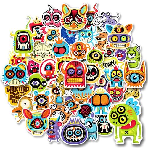 10/30/50pcs Mignon Dessin Animé Drôle Graffiti Autocollants Voiture Guitare Moto Bagages Valise Bricolage Jouet Classique Autocollant Pour Enfant