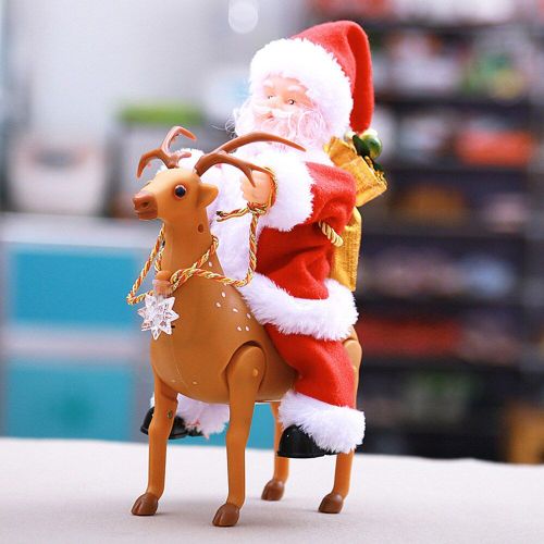 Cadeau De Noël Électrique Pour Père Noël, Jouet Amusant, Lecteur De Musique, À Cheval, Cerf, Elk