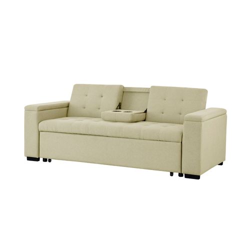 Canapé Convertible 3 Places En Tissu Beige Noho