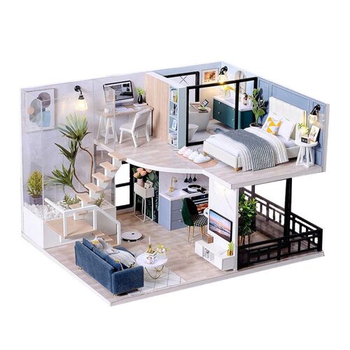 Maison De Poupée Miniature En Bois À Monter Soi-Même, Mini Kit 3d, Loft En Bois À Double Étage, Jouet D'assemblage Manuel