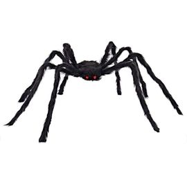 Araignée en peluche Super grande 30cm,50cm,75cm, 1 pièce, en fil de fer et peluche, de style noir et multicolore pour les décorations de fête ou d'halloween