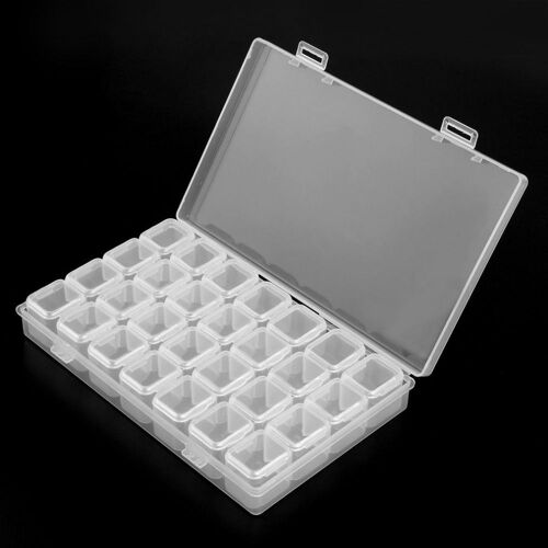 Boîte à bijoux pour peinture diamannt, 28 emplacements, étui pour accessoires de broderie, point en croix, support pour outils de couture, rangement pour Nail Art et manucure