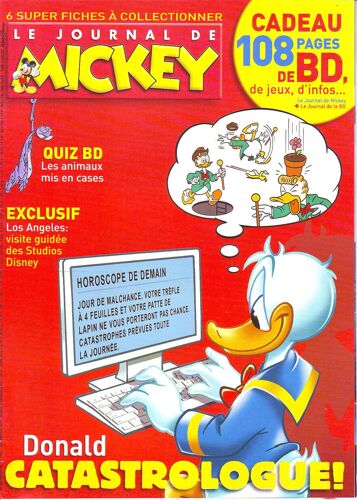 Journal De Mickey (Le) N° 2954 Du 28/01/2009 - Quiz Bd / Les Animaux Mis En Cases - Los Angeles / Visite Guidee Des Studios Disney - Donald Catastrologue