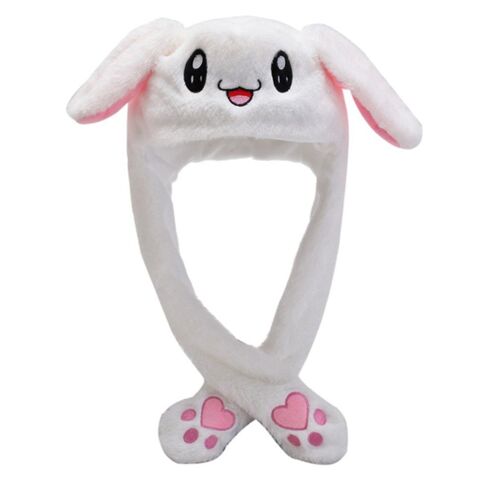 Chapeau D'oreille De Lapin Blanc, Aamusant, Se Pinçant À La Main, Airbag, Long, En Peluche, Dessin Animé, Jouet Brillant, Cadeaux Pour Filles