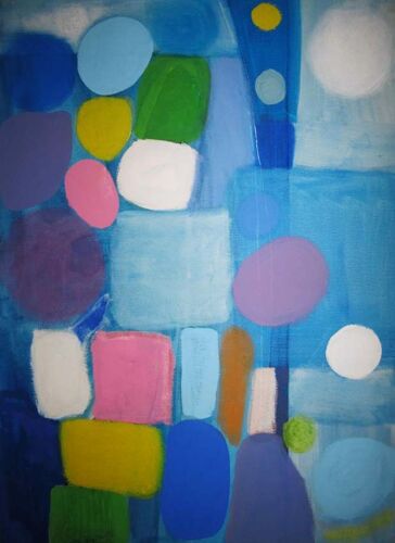 Tableau Abstrait Bleu Et Couleurs