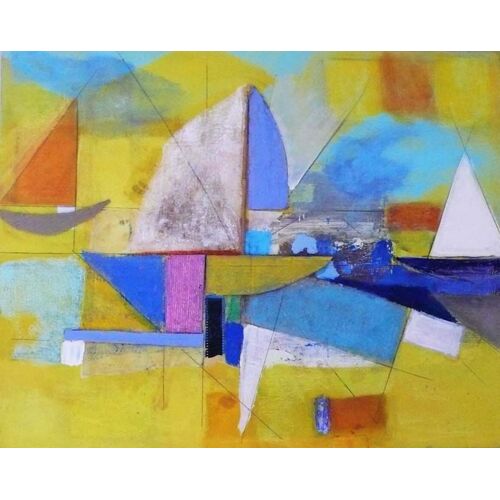 Tableau Abstrait Jaune 