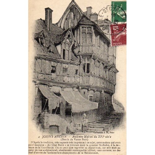 Carte Postale Ancienne  - Joigny Ancien - Ancienne Maison Du Xvi ° Siècle (Dessin De Victor Petit)