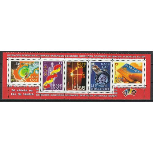 Le Siècle Au Fil Du Timbre, Sciences. Bande De 2001 N° 3422, 3423, 3424, 3425, 3426. Timbres Neufs**