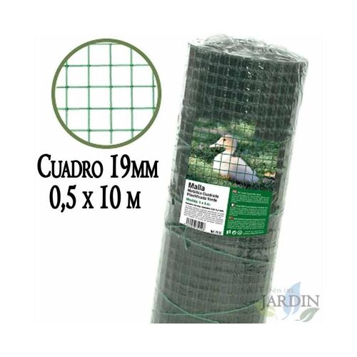 Grillage À Poule 19mm 0,5x10 M. Galvanisé Maille Carré En Plastique Vert . Cloture Poulailler Voliere Poulailler Jardin Metalliq