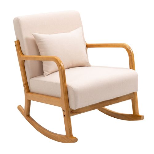 Nordlys - Rocking Chair Chaise A Bascule Scandinave Tissu Hevea Beige