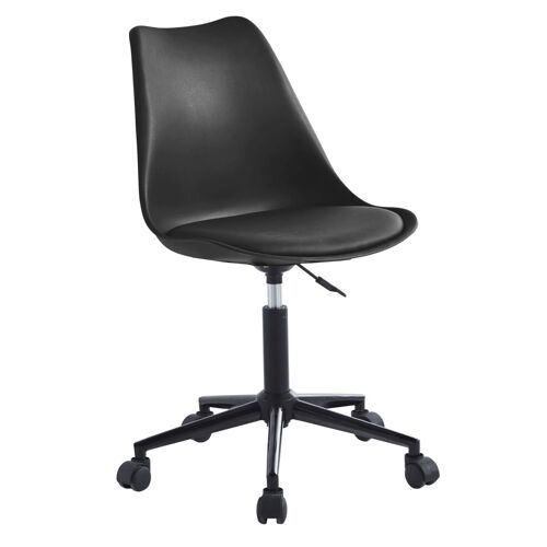 Nordlys - Chaise de Bureau Scandinave Reglable Base Metal Simili cuir Noir