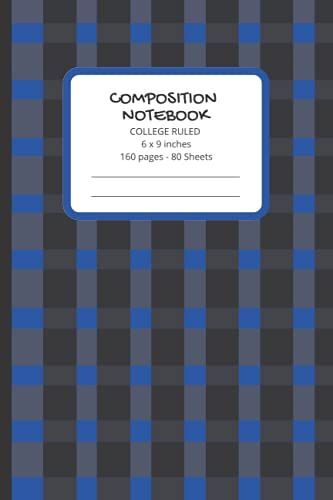 Primary Composition Notebook: Check Check Pattern Black/Blue Design: Softcover - Paperback 6 X 9 Inches (160 Pages- 80 Sheets)